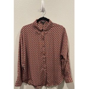 EXPRESS Brown Black Button Down Long Sleeve Shirt